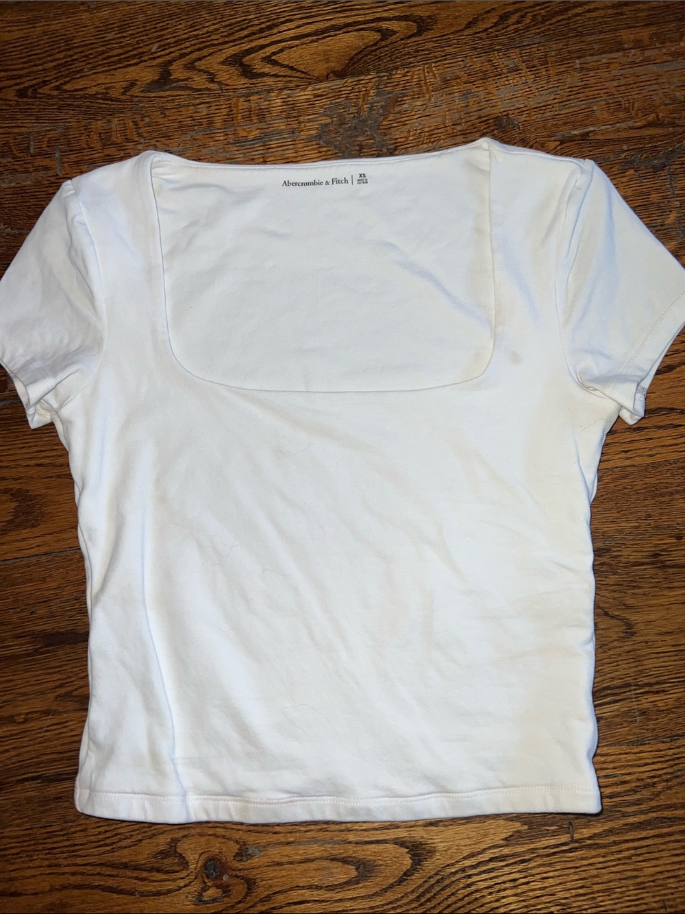 Abercrombie & Fitch White Square-Neck Short Sleeve Tee - Fitted